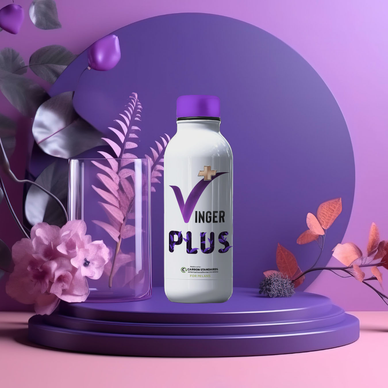 White Blank bottle Mockup with natural theme background. AI Gene